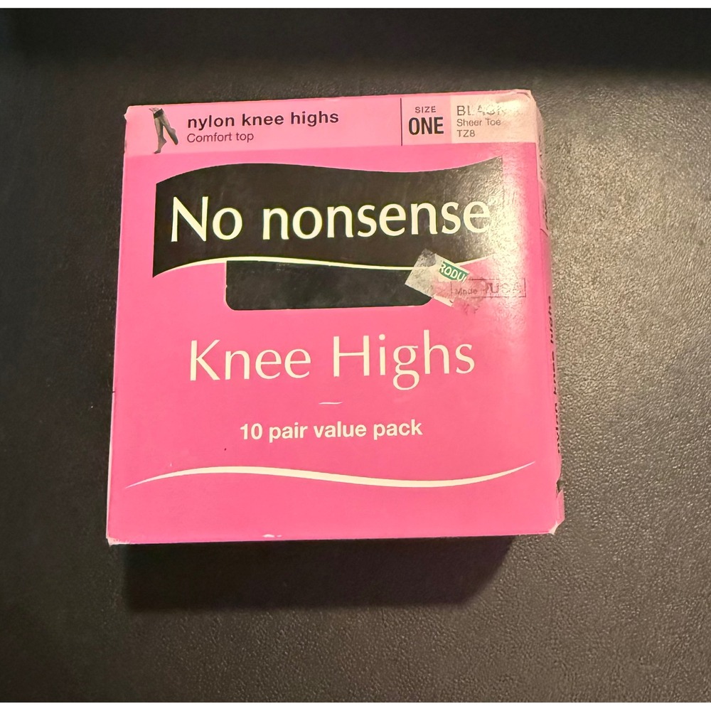 No nonsense Womens One Size Knee Highs Black 10 Pair Value Pack Sheer Toe NEW